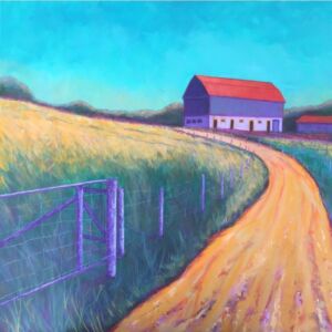 Colourful Barns On Farm Road