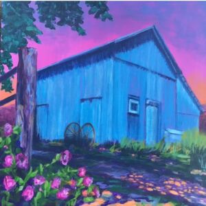 Vibrant Blue Barn
