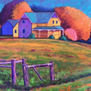 Vibrant Farmhouse & Pasture During Fall